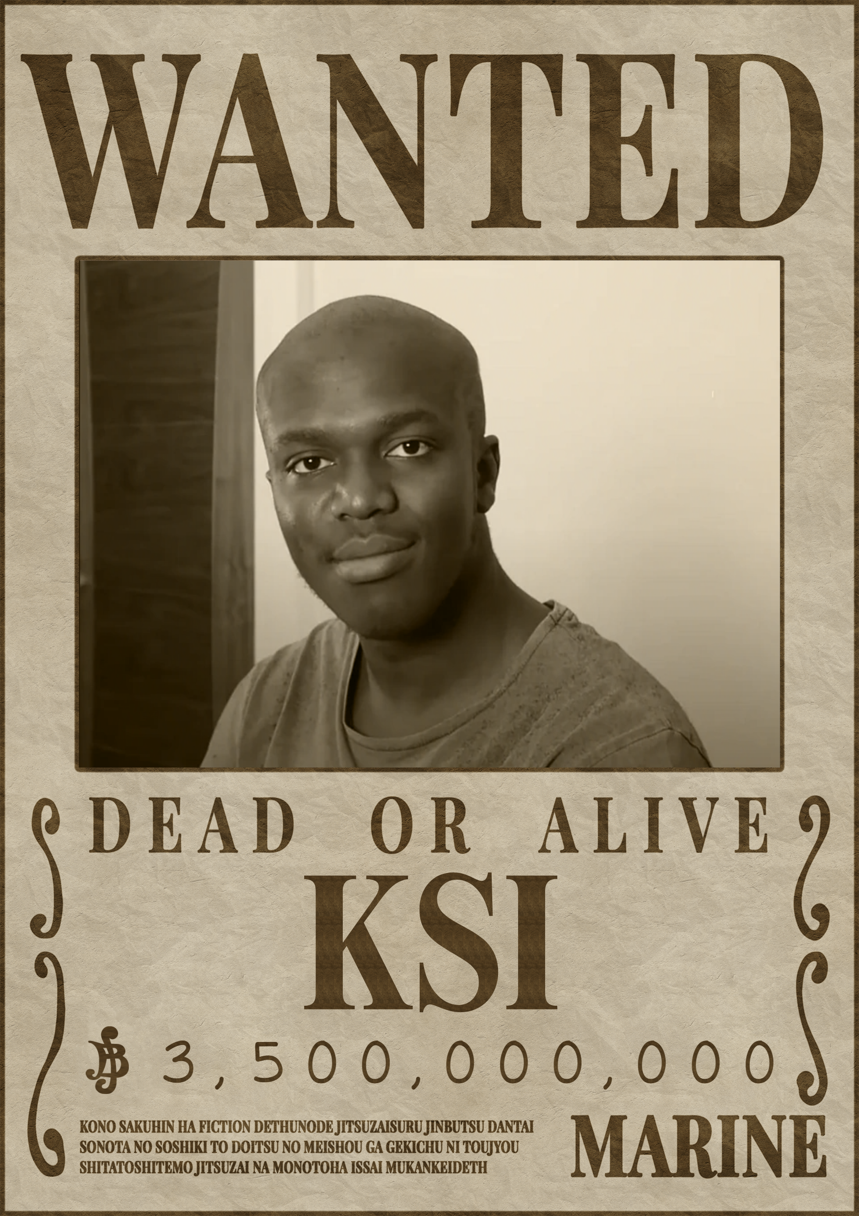 One Piece wanted poster of KSI